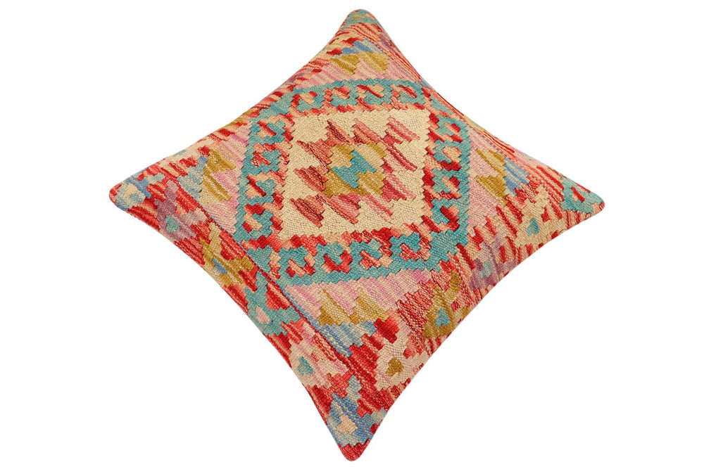 handmade Traditional Pillow Red Blue Hand-Woven SQUARE 100% WOOL Hand woven turkish pillow2 x 2
