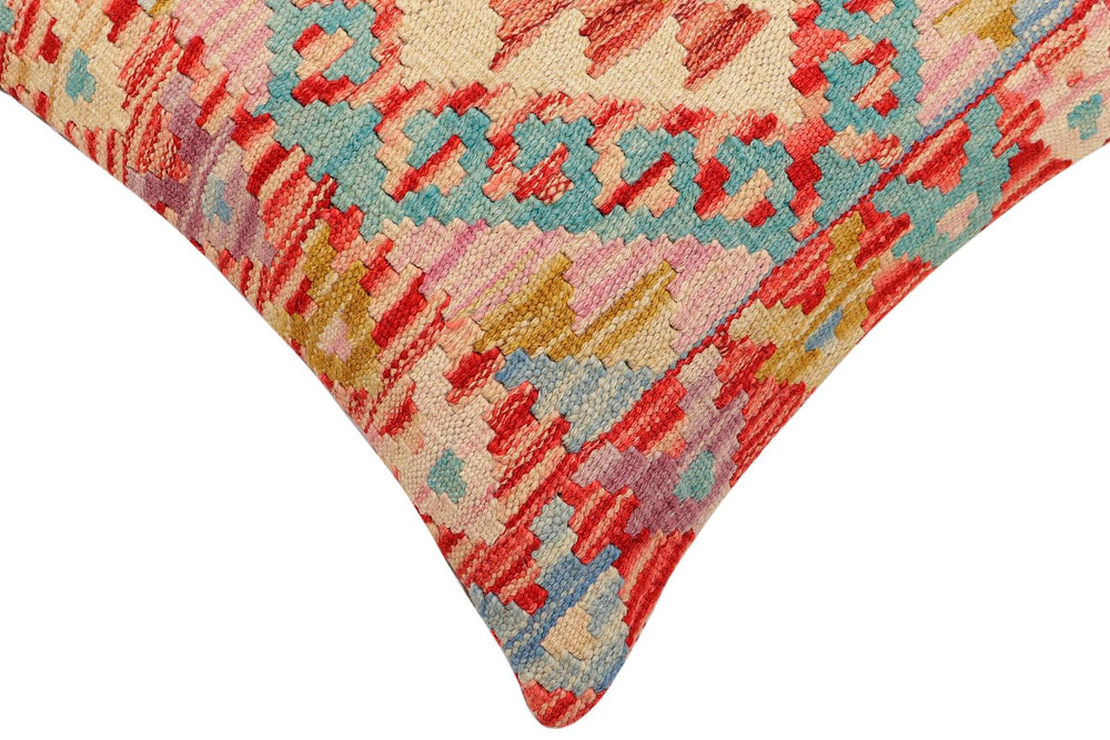 handmade Traditional Pillow Red Blue Hand-Woven SQUARE 100% WOOL Hand woven turkish pillow2 x 2