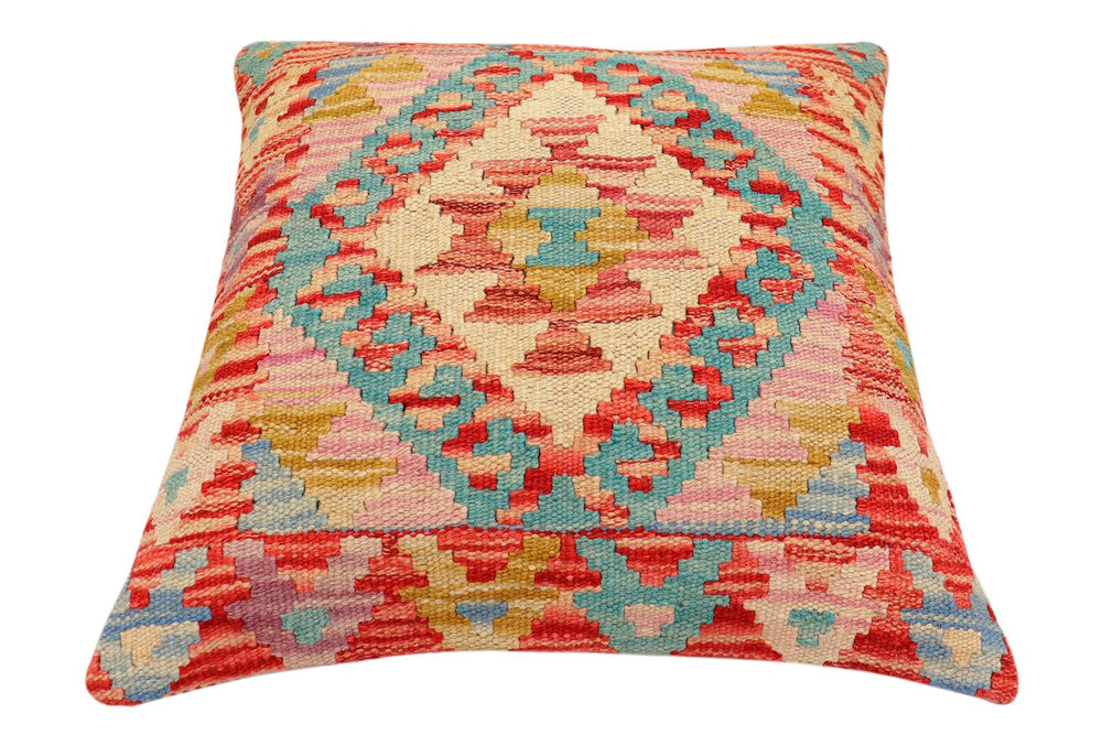 handmade Traditional Pillow Red Blue Hand-Woven SQUARE 100% WOOL Hand woven turkish pillow2 x 2