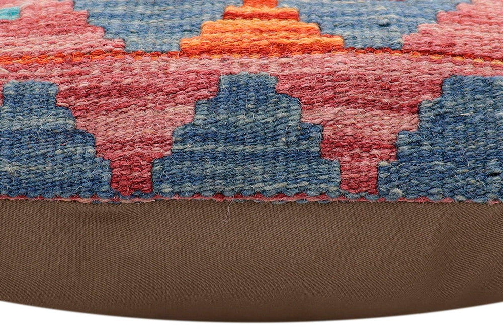 handmade Traditional Pillow Rust Blue Hand-Woven SQUARE 100% WOOL Hand woven turkish pillow2 x 2