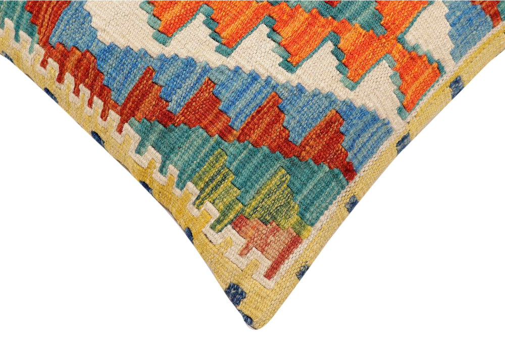 handmade Traditional Pillow Rust Blue Hand-Woven SQUARE 100% WOOL Hand woven turkish pillow2 x 2