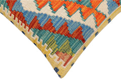 handmade Traditional Pillow Rust Blue Hand-Woven SQUARE 100% WOOL Hand woven turkish pillow2 x 2