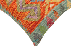 handmade Traditional Pillow Rust Blue Hand-Woven SQUARE 100% WOOL Hand woven turkish pillow2 x 2