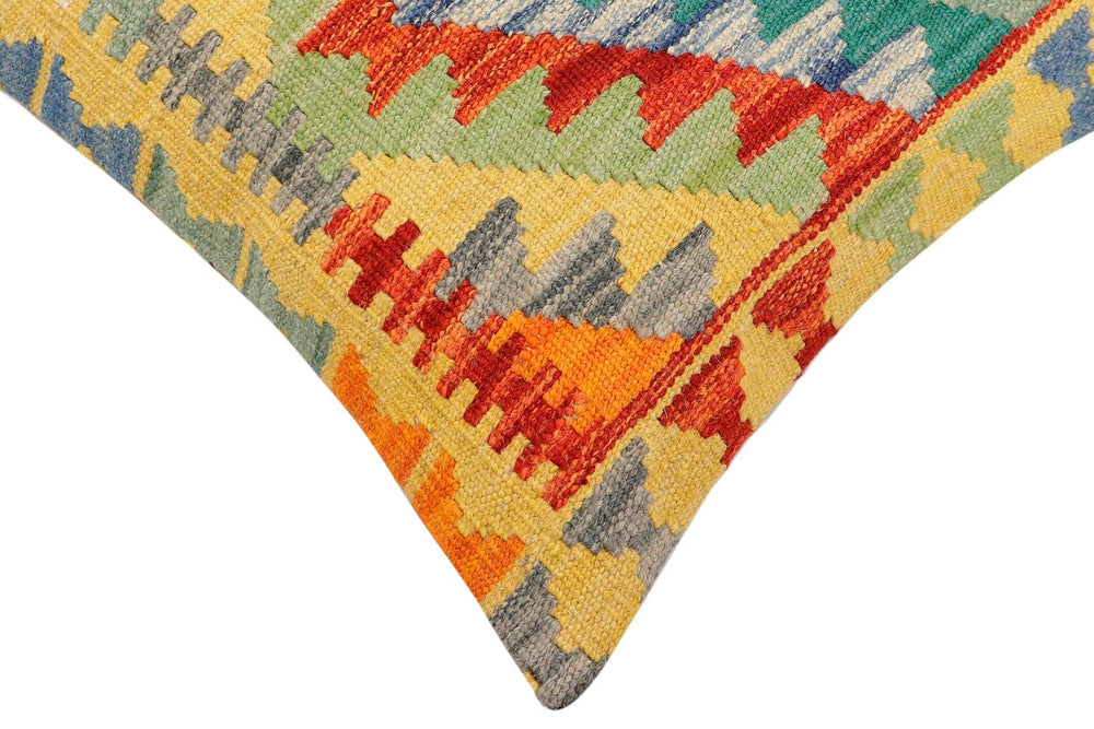 handmade Traditional Pillow Rust Blue Hand-Woven SQUARE 100% WOOL Hand woven turkish pillow2 x 2