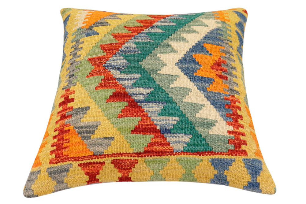 handmade Traditional Pillow Rust Blue Hand-Woven SQUARE 100% WOOL Hand woven turkish pillow2 x 2