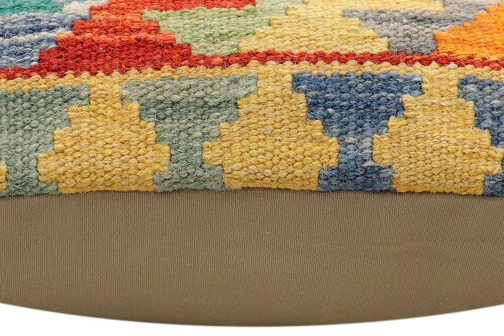 handmade Traditional Pillow Rust Blue Hand-Woven SQUARE 100% WOOL Hand woven turkish pillow2 x 2