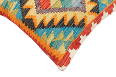 handmade Traditional Pillow Rust Blue Hand-Woven SQUARE 100% WOOL Hand woven turkish pillow2 x 2