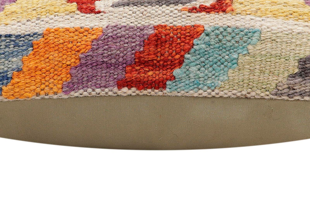 handmade Traditional Pillow Rust Blue Hand-Woven SQUARE 100% WOOL  Hand woven turkish pillow  2 x 2