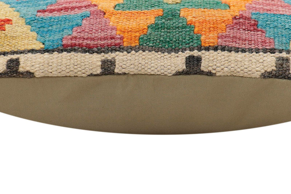 handmade Traditional Pillow Rust Blue Hand-Woven SQUARE 100% WOOL  Hand woven turkish pillow  2 x 2