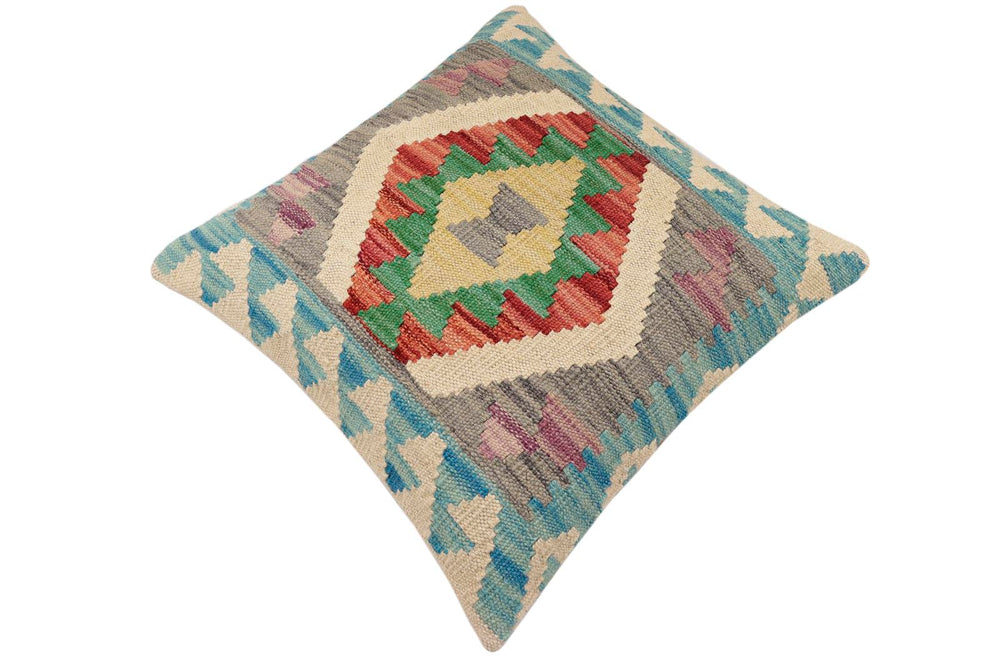 handmade Traditional Pillow Blue Red Hand-Woven SQUARE 100% WOOL Hand woven turkish pillow2 x 2
