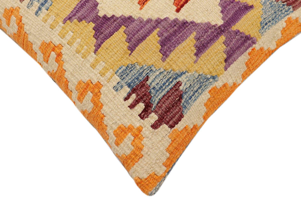 handmade Traditional Pillow Rust Blue Hand-Woven SQUARE 100% WOOL  Hand woven turkish pillow  2 x 2