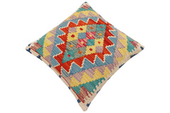 handmade Traditional Pillow Rust Blue Hand-Woven SQUARE 100% WOOL Hand woven turkish pillow2 x 2
