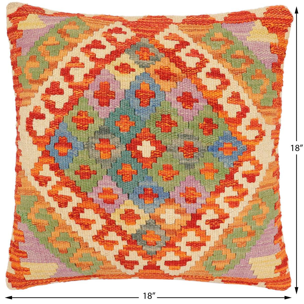 handmade Traditional Pillow Rust Blue Hand-Woven SQUARE 100% WOOL Hand woven turkish pillow2 x 2