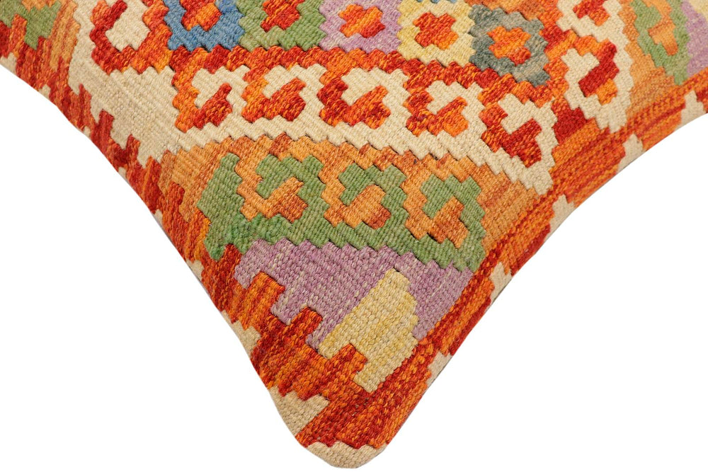 handmade Traditional Pillow Rust Blue Hand-Woven SQUARE 100% WOOL Hand woven turkish pillow2 x 2