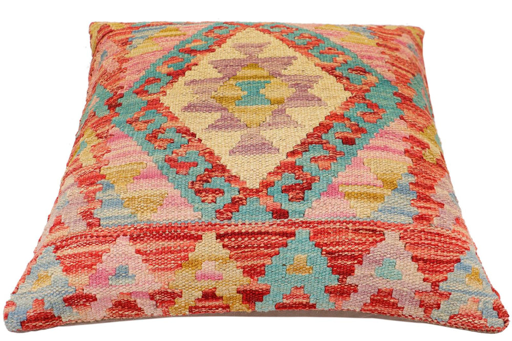 handmade Traditional Pillow Red Blue Hand-Woven SQUARE 100% WOOL Hand woven turkish pillow2 x 2
