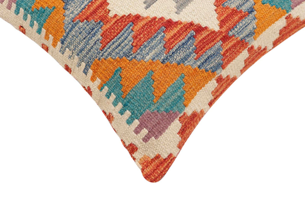 handmade Traditional Pillow Rust Blue Hand-Woven SQUARE 100% WOOL  Hand woven turkish pillow  2 x 2