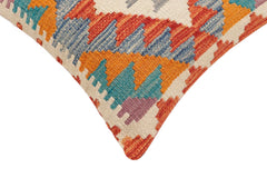 handmade Traditional Pillow Rust Blue Hand-Woven SQUARE 100% WOOL  Hand woven turkish pillow  2 x 2