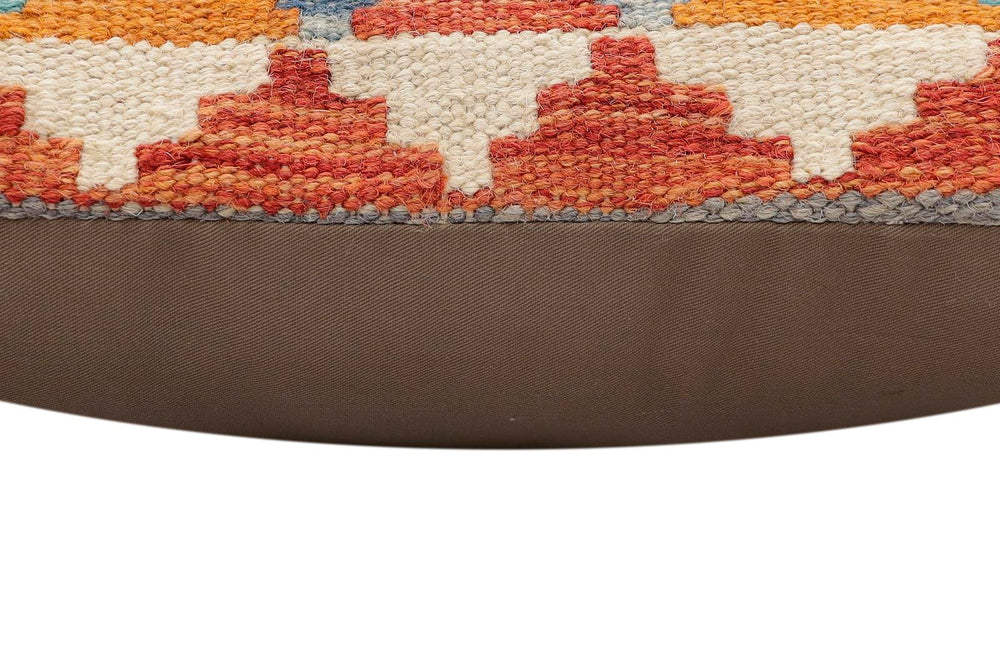 handmade Traditional Pillow Rust Blue Hand-Woven SQUARE 100% WOOL  Hand woven turkish pillow  2 x 2
