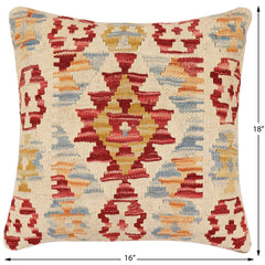 handmade Traditional Pillow Red Blue Hand-Woven SQUARE 100% WOOL  Hand woven turkish pillow  3 x 5