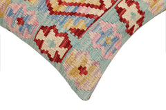 handmade Traditional Pillow Blue Red Hand-Woven SQUARE 100% WOOL Hand woven turkish pillow2 x 2