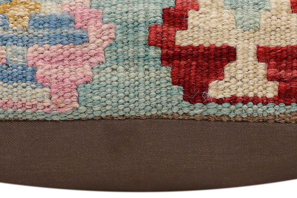 handmade Traditional Pillow Blue Red Hand-Woven SQUARE 100% WOOL Hand woven turkish pillow2 x 2