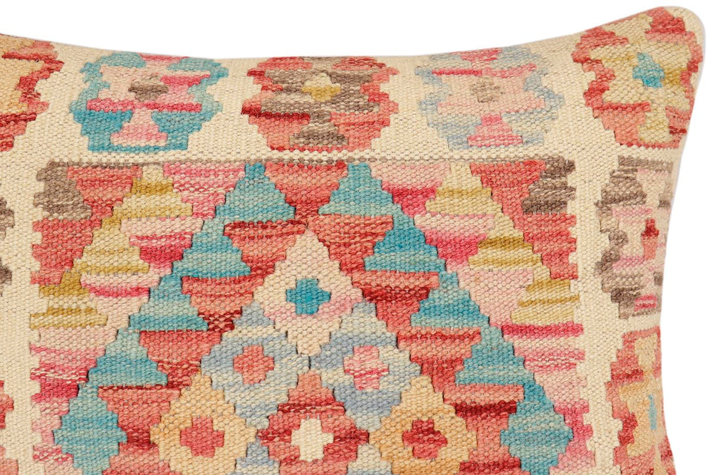 handmade Traditional Pillow Red Blue Hand-Woven SQUARE 100% WOOL  Hand woven turkish pillow  2 x 2
