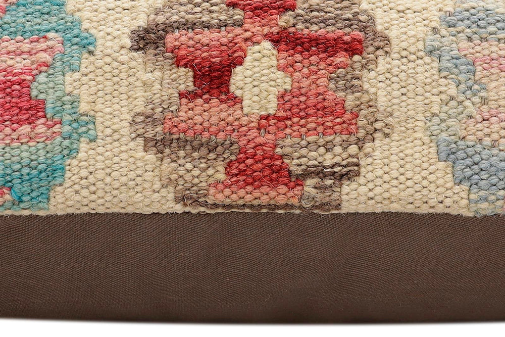 handmade Traditional Pillow Red Blue Hand-Woven SQUARE 100% WOOL  Hand woven turkish pillow  2 x 2