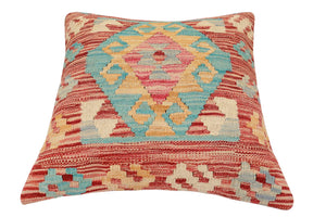 handmade Traditional Pillow Red Blue Hand-Woven SQUARE 100% WOOL Hand woven turkish pillow2 x 2