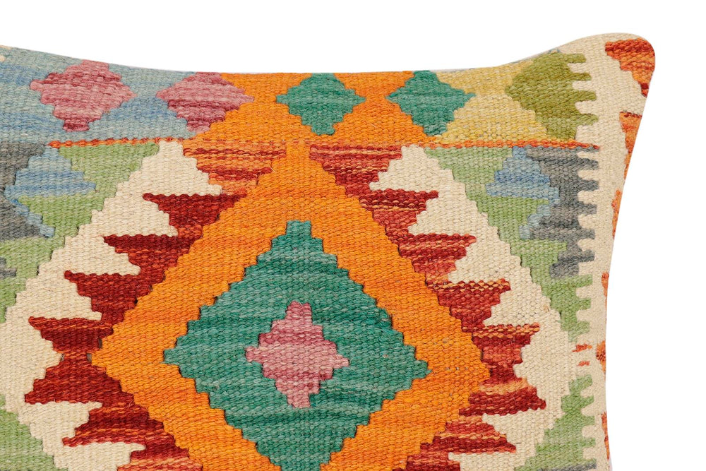 handmade Traditional Pillow Rust Blue Hand-Woven SQUARE 100% WOOL  Hand woven turkish pillow  2 x 2