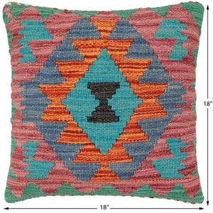 handmade Traditional Pillow Rust Blue Hand-made SQUARE 100% WOOL Hand woven turkish pillow2 x 2