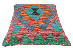 handmade Traditional Pillow Rust Blue Hand-made SQUARE 100% WOOL Hand woven turkish pillow2 x 2