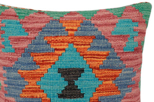 handmade Traditional Pillow Rust Blue Hand-made SQUARE 100% WOOL Hand woven turkish pillow2 x 2