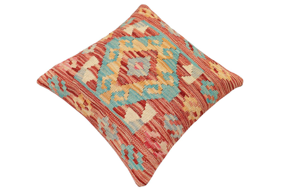 handmade Traditional Pillow Rust Blue Hand-made SQUARE 100% WOOL Hand woven turkish pillow2 x 2