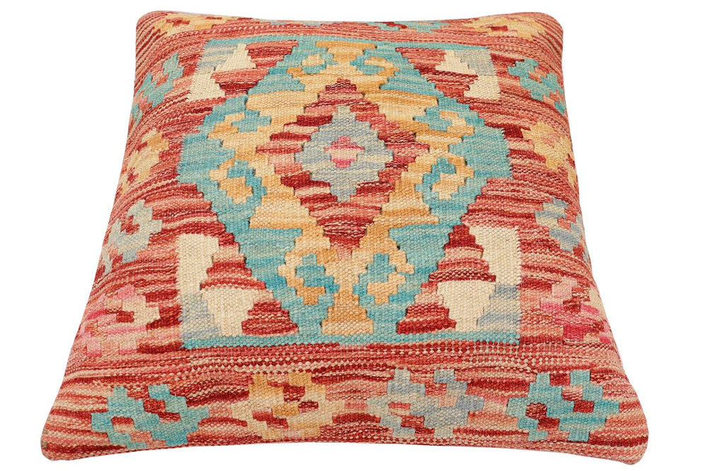 handmade Traditional Pillow Rust Blue Hand-made SQUARE 100% WOOL Hand woven turkish pillow2 x 2