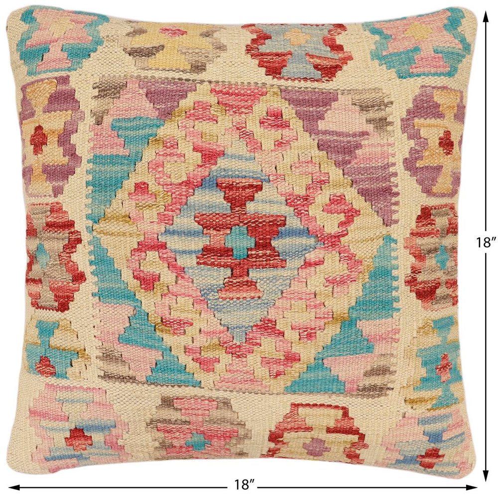 handmade Traditional Pillow Red Blue Hand-made SQUARE 100% WOOL Hand woven turkish pillow2 x 2