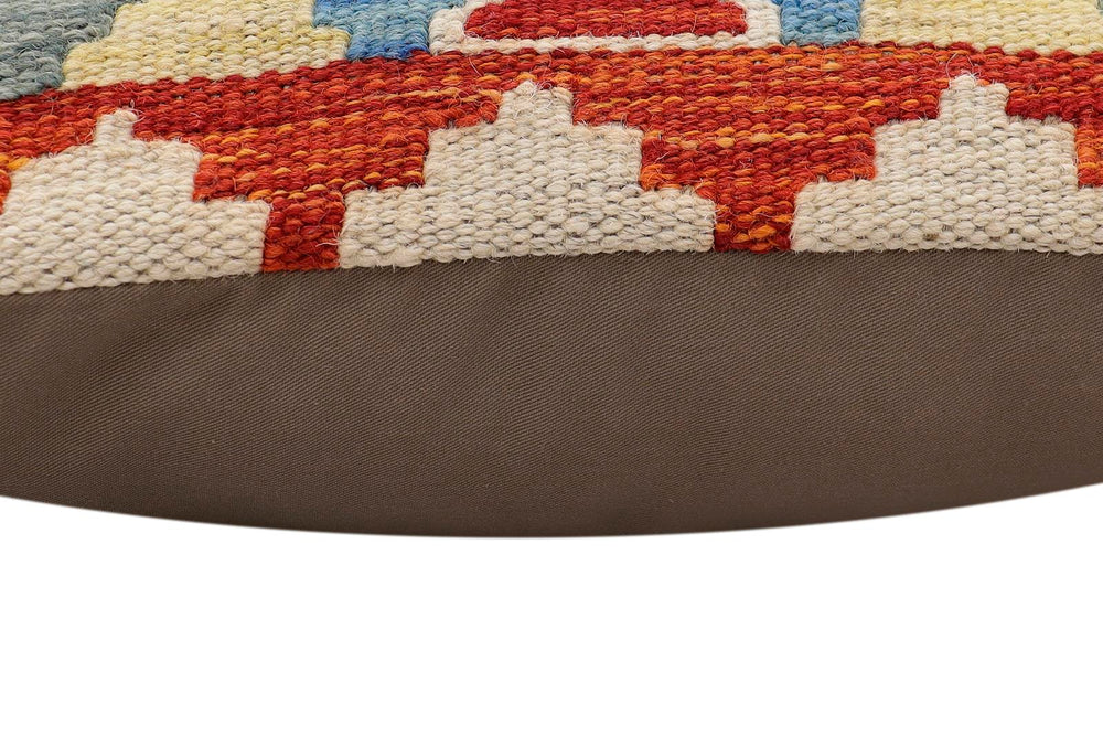 handmade Traditional Pillow Rust Blue Hand-made SQUARE 100% WOOL Hand woven turkish pillow2 x 2