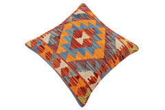 handmade Traditional Pillow Rust Blue Hand-made SQUARE 100% WOOL Hand woven turkish pillow2 x 2
