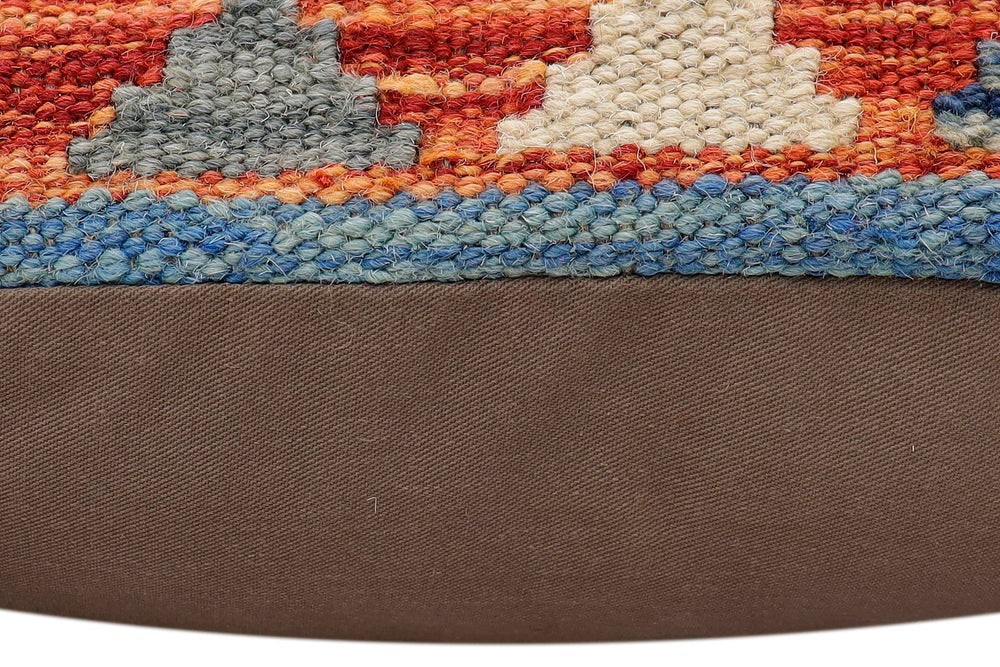 handmade Traditional Pillow Rust Blue Hand-made SQUARE 100% WOOL Hand woven turkish pillow2 x 2