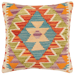 handmade Traditional Pillow Rust Blue Hand-made SQUARE 100% WOOL Hand woven turkish pillow2 x 2