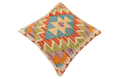handmade Traditional Pillow Rust Blue Hand-made SQUARE 100% WOOL Hand woven turkish pillow2 x 2
