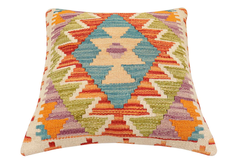 handmade Traditional Pillow Rust Blue Hand-made SQUARE 100% WOOL Hand woven turkish pillow2 x 2