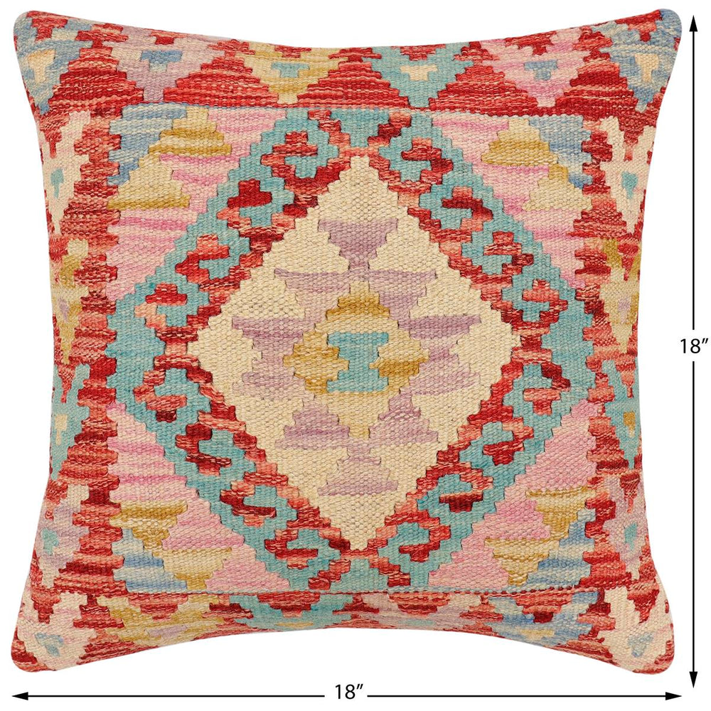 handmade Traditional Pillow Red Blue Hand-made SQUARE 100% WOOL Hand woven turkish pillow2 x 2