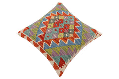 handmade Traditional Pillow Rust Blue Hand-made SQUARE 100% WOOL Hand woven turkish pillow2 x 2