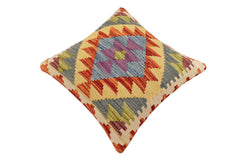 handmade Traditional Pillow Rust Blue Hand-made SQUARE 100% WOOL  Hand woven turkish pillow  2 x 2