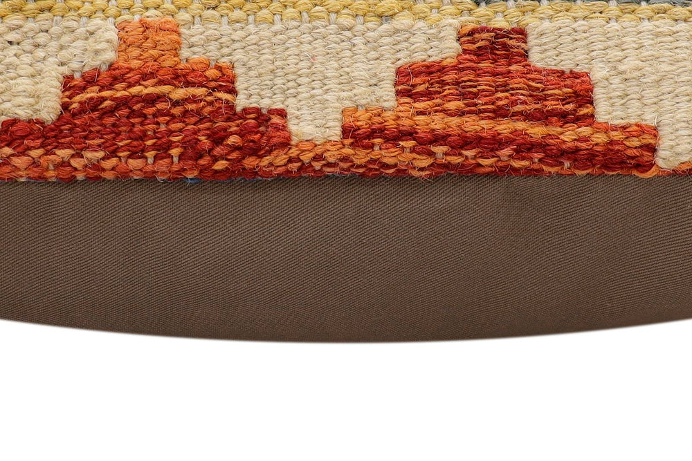 handmade Traditional Pillow Rust Blue Hand-made SQUARE 100% WOOL  Hand woven turkish pillow  2 x 2