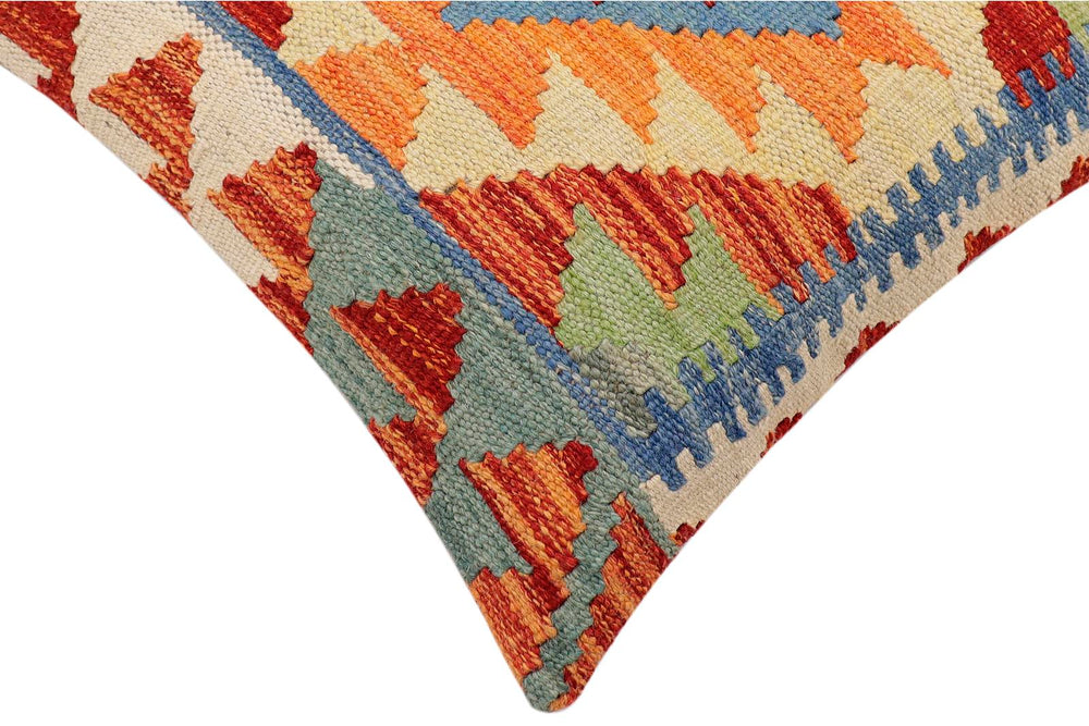 handmade Traditional Pillow Rust Blue Hand-made SQUARE 100% WOOL Hand woven turkish pillow2 x 2