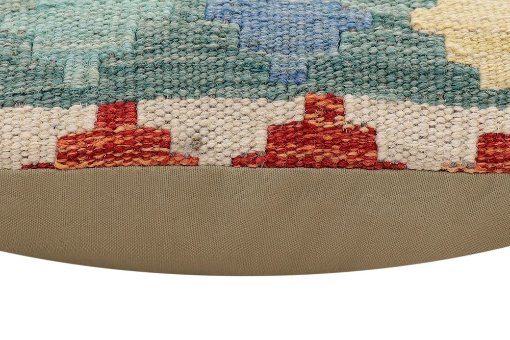 handmade Traditional Pillow Rust Blue Hand-Woven SQUARE 100% WOOL Hand woven turkish pillow2 x 2