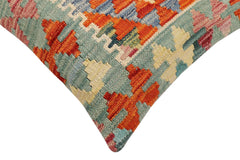 handmade Traditional Pillow Rust Blue Hand-Woven SQUARE 100% WOOL Hand woven turkish pillow2 x 2