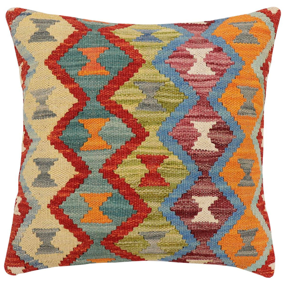 handmade Traditional Pillow Rust Blue Hand-Woven SQUARE 100% WOOL Hand woven turkish pillow2 x 2