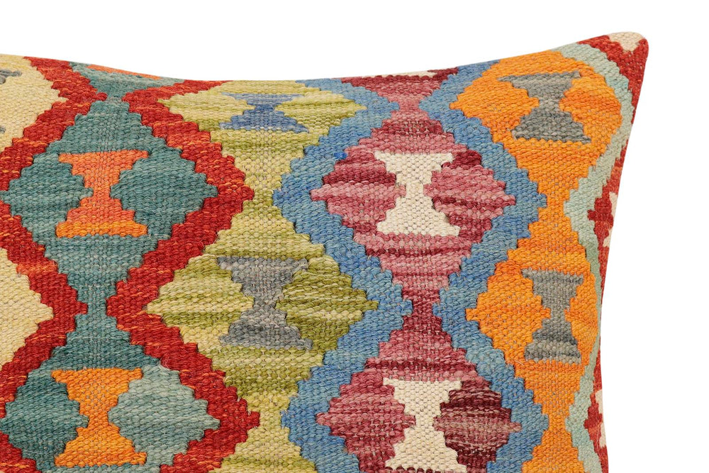 handmade Traditional Pillow Rust Blue Hand-Woven SQUARE 100% WOOL Hand woven turkish pillow2 x 2